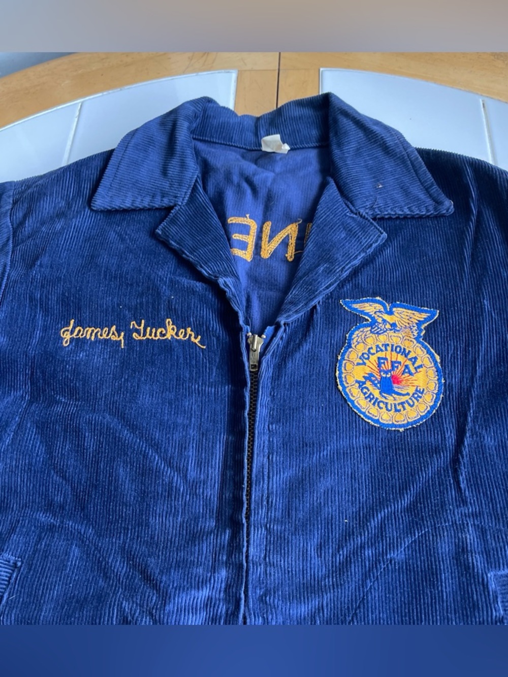 Vintage FFA Blue Corduroy Bomber Jacket 38/M Chainstitch Tennessee Fort Womack - Picture 4 of 15